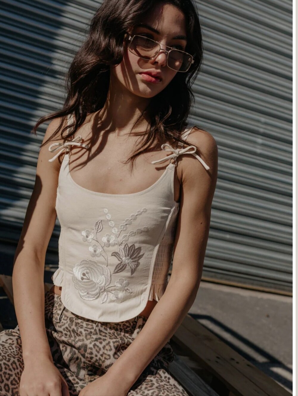 NWT Another Girl Cream Embroidered Corset Top